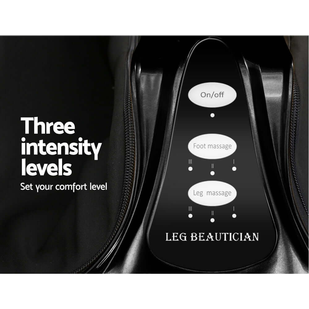 Control panel of Livemor Foot Massager featuring on/off button and three intensity levels for customizable comfort.