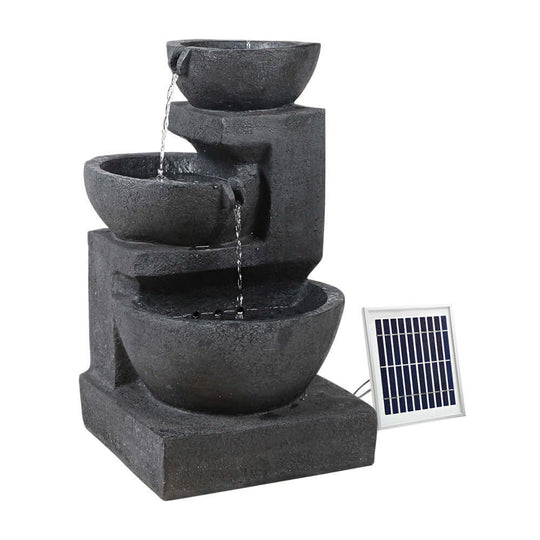 Gardeon 3-tier solar water fountain, sleek design with LED lights and solar panel, ideal for outdoor decoration, affordable luxury.