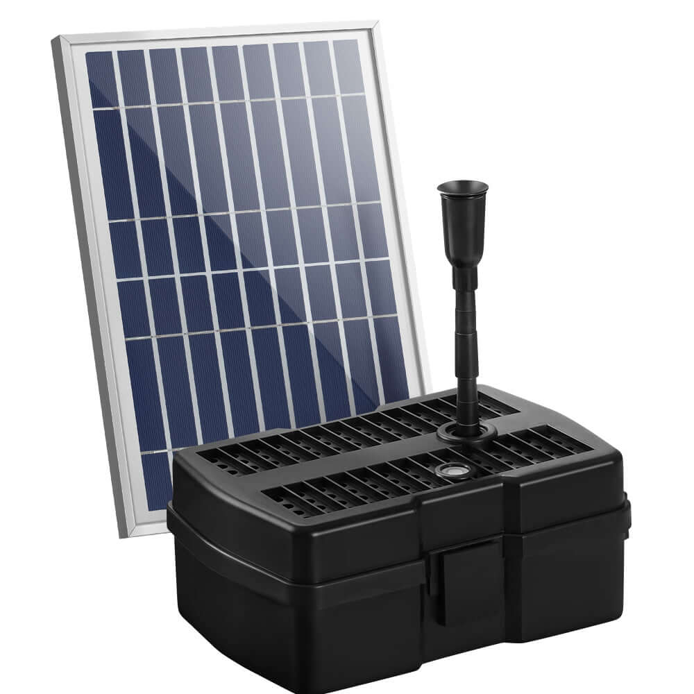 Gardeon solar pond pump with filter box and panel, affordable outdoor DIY fountain solution for gardens.