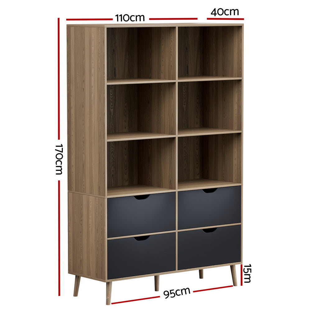 DSZ Product, feed-cond-new, feed-sl-DSZ Freight Payable, newArtiss Bookshelf With 4 Drawers - Mitzi Oak And Blue - Premium Furniture > Living Room > Bookcases & Shelves from Artiss ! Shop Online Buy Now at S & D's Value Store Family Business Best Customer ServiceDSZ Product, feed-cond-new, feed-sl-DSZ Freight Payable, new