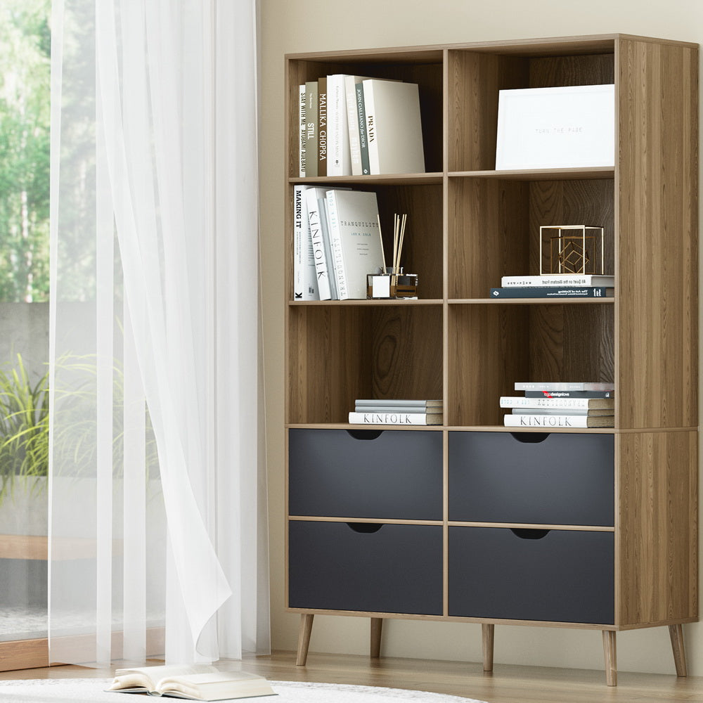 DSZ Product, feed-cond-new, feed-sl-DSZ Freight Payable, newArtiss Bookshelf With 4 Drawers - Mitzi Oak And Blue - Premium Furniture > Living Room > Bookcases & Shelves from Artiss ! Shop Online Buy Now at S & D's Value Store Family Business Best Customer ServiceDSZ Product, feed-cond-new, feed-sl-DSZ Freight Payable, new