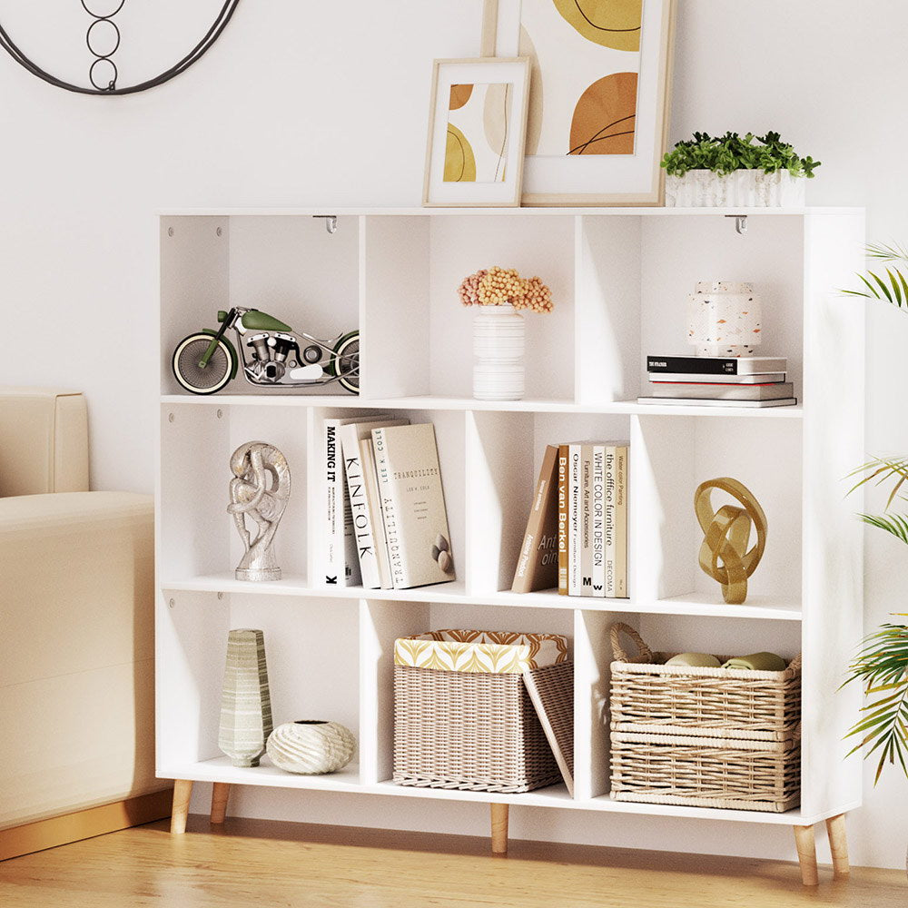 Artiss Bookshelf 3 Tiers 10 Cubes - CORA White