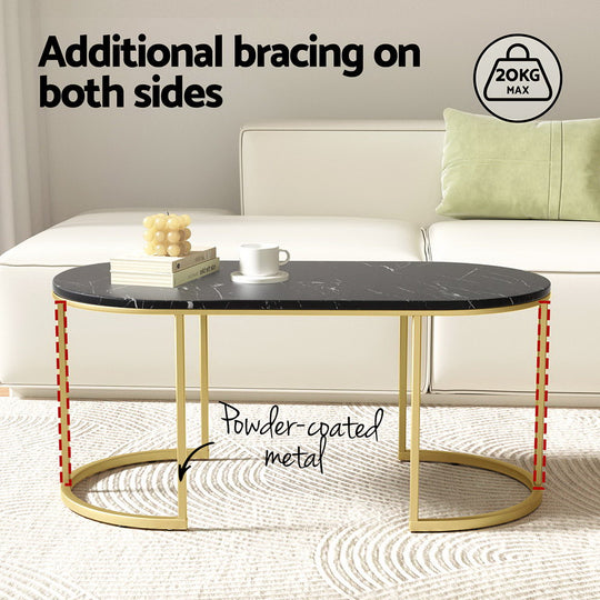 _label_, DSZ Product, feed-cond-new, feed-sl-free shipping, free-shipping, newArtiss Coffee Table Marble Effect Black - Premium Furniture > Living Room > Coffee Tables from Artiss ! Shop Online Buy Now at S & D's Value Store Family Business Best Customer Service_label_, DSZ Product, feed-cond-new, feed-sl-free shipping, free-shipping, new