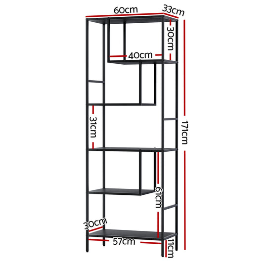 Artiss Bookshelf 5 Tiers Rhys Black