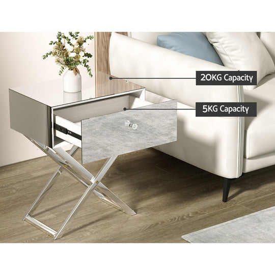 DSZ Product, feed-cond-new, feed-sl-DSZ Freight Payable, newArtiss Mirrored Bedside Table Drawers Side Table Storage Nightstand Silver Moco - Premium Furniture > Bedroom > Bedside Tables from Artiss ! Shop Online Buy Now at S & D's Value Store Family Business Best Customer ServiceDSZ Product, feed-cond-new, feed-sl-DSZ Freight Payable, new