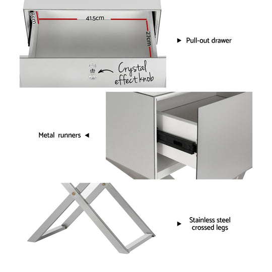 DSZ Product, feed-cond-new, feed-sl-DSZ Freight Payable, newArtiss Mirrored Bedside Table Drawers Side Table Storage Nightstand Silver Moco - Premium Furniture > Bedroom > Bedside Tables from Artiss ! Shop Online Buy Now at S & D's Value Store Family Business Best Customer ServiceDSZ Product, feed-cond-new, feed-sl-DSZ Freight Payable, new