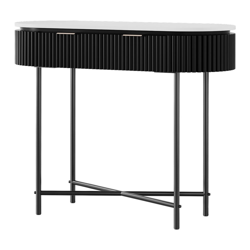 Affordable Artiss Console Table with 2 Drawers, elegant reeded front design, perfect for living room or office.