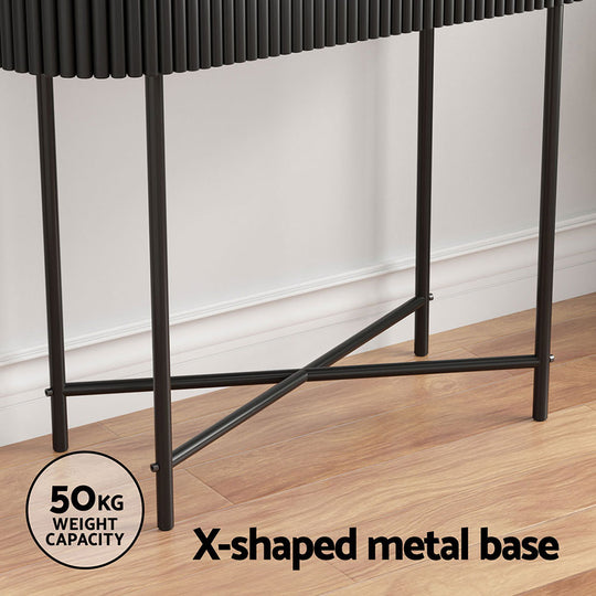 Close-up of Artiss Console Table's durable X-shaped metal base with 50kg weight capacity, perfect for stylish home decor.