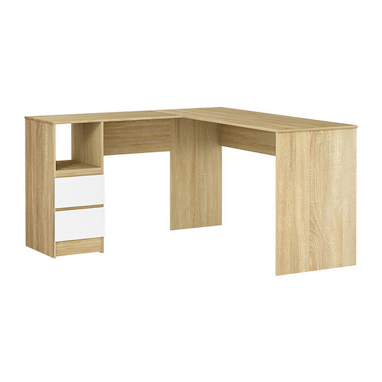 Artiss Computer Desk Drawer Cabinet L - Shape Oak 136Cm