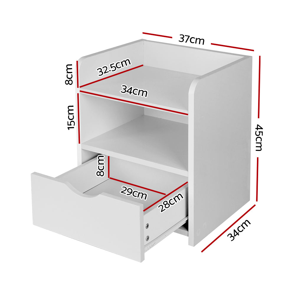 _label_, DSZ Product, feed-cond-new, feed-sl-free shipping, free-shipping, newArtiss Bedside Table 1 Drawer With Shelf - Fara White - Premium Furniture > Bedroom > Bedside Tables from Artiss ! Shop Online Buy Now at S & D's Value Store Family Business Best Customer Service_label_, DSZ Product, feed-cond-new, feed-sl-free shipping, free-shipping, new