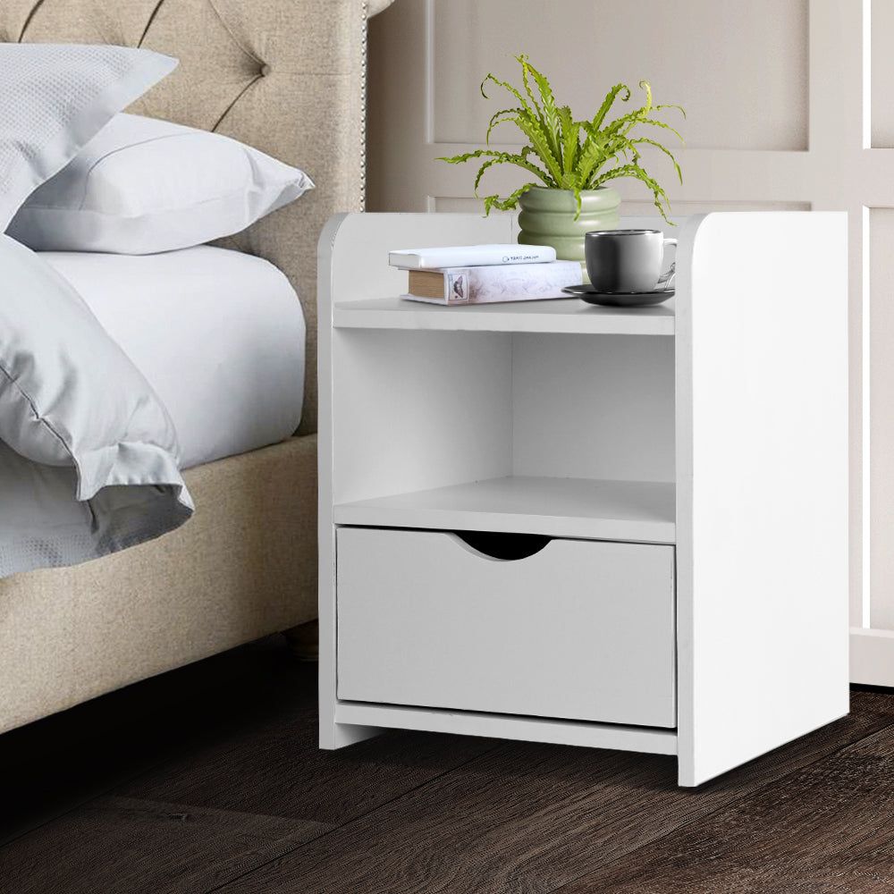 _label_, DSZ Product, feed-cond-new, feed-sl-free shipping, free-shipping, newArtiss Bedside Table 1 Drawer With Shelf - Fara White - Premium Furniture > Bedroom > Bedside Tables from Artiss ! Shop Online Buy Now at S & D's Value Store Family Business Best Customer Service_label_, DSZ Product, feed-cond-new, feed-sl-free shipping, free-shipping, new