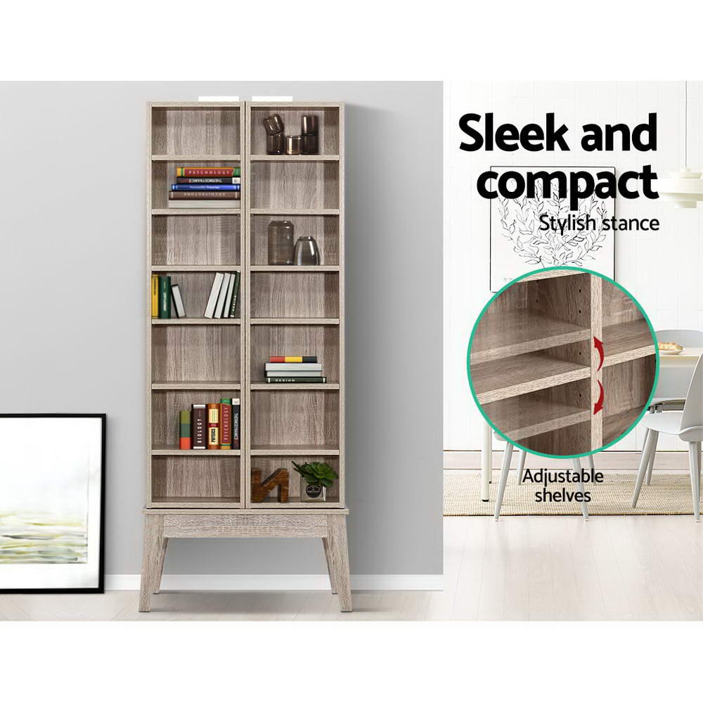 Artiss Bookshelf Cd Storage Rack - Berg Oak