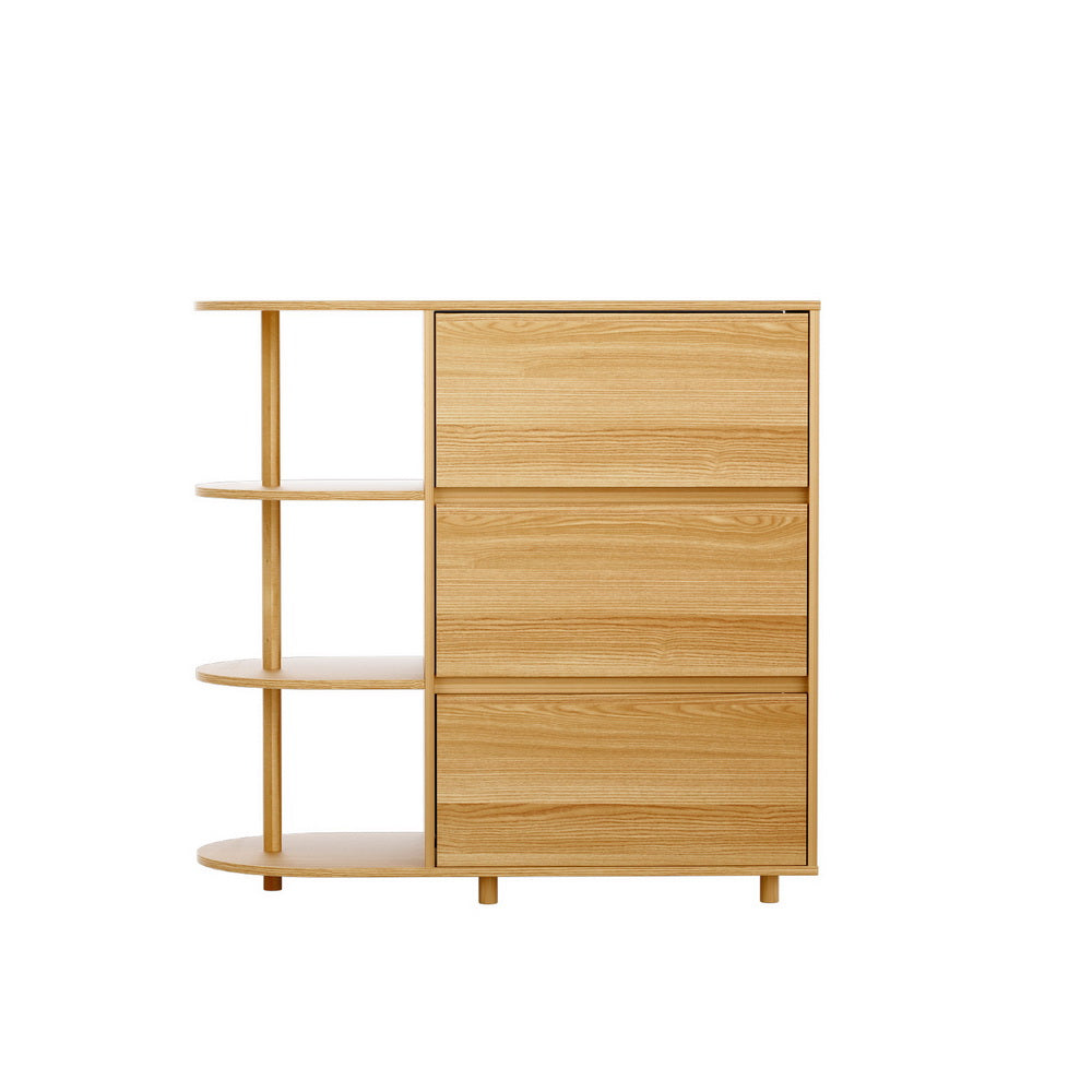 Artiss Chest of 3 Drawers Storage Cabinet with 3 Shelves in Pine, modern and affordable furniture for versatile organization.