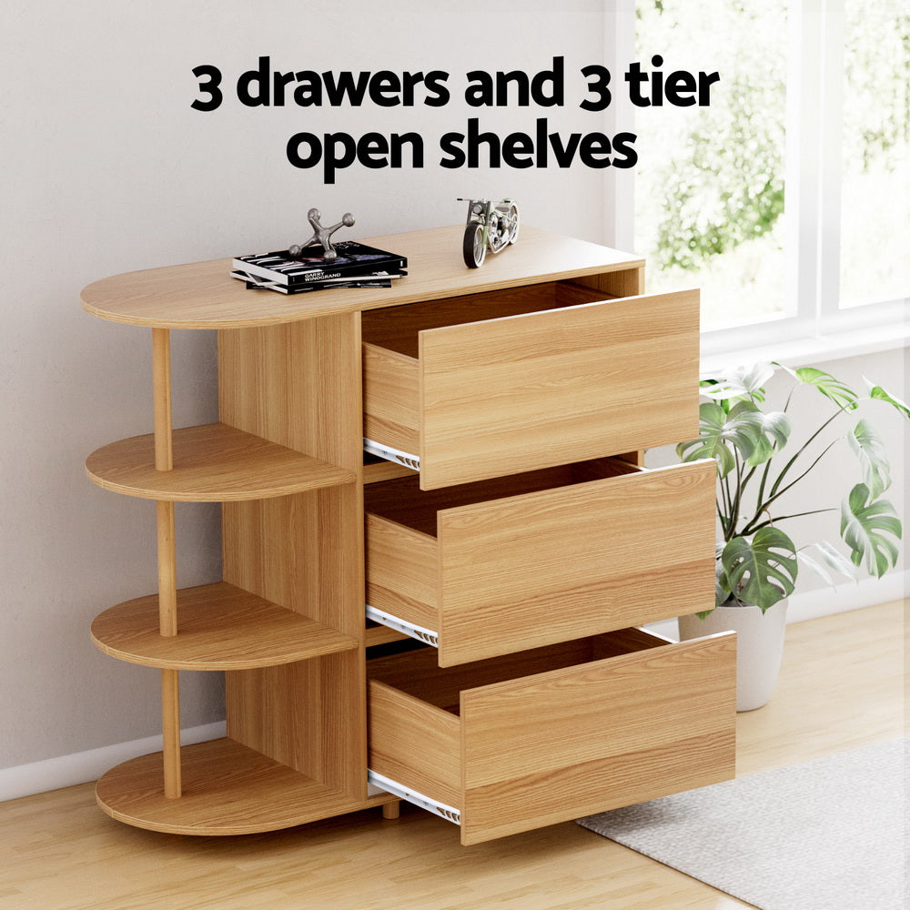 Artiss chest of drawers with 3 spacious drawers and 3 open shelves, perfect for affordable and stylish storage solutions.