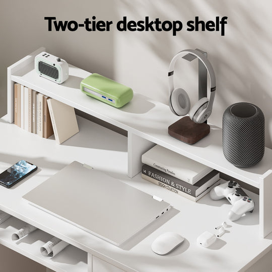 Artiss Computer Desk Shelf Drawer Cabinet White 100Cm