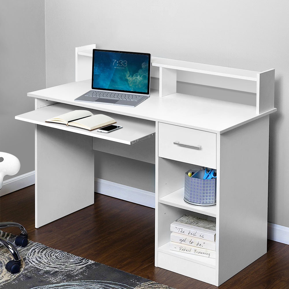 Artiss Computer Desk Shelf Drawer Cabinet White 100Cm