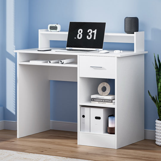 Artiss Computer Desk Shelf Drawer Cabinet White 100Cm