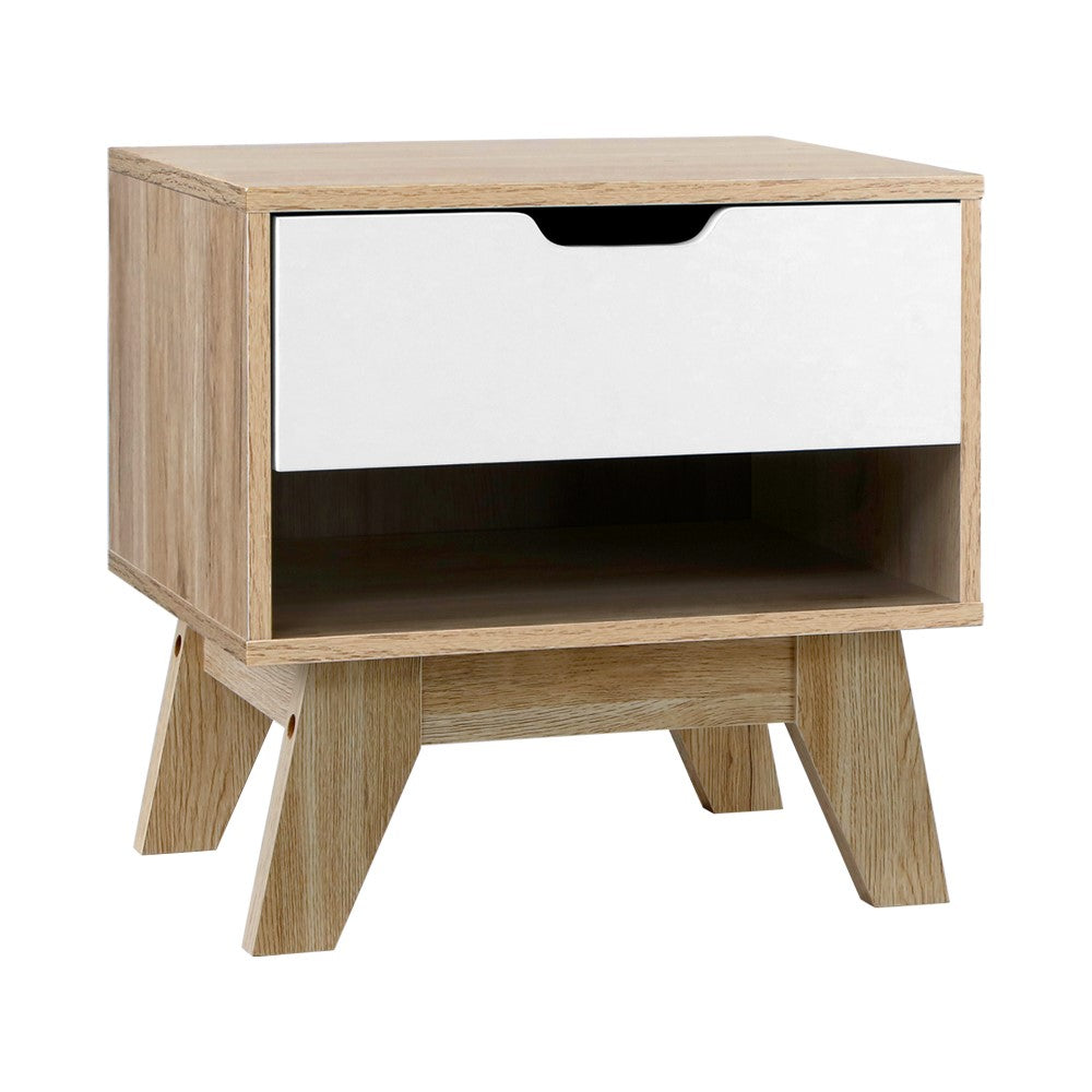 _label_, DSZ Product, feed-cond-new, feed-sl-free shipping, free-shipping, newArtiss Bedside Table 1 Drawer With Shelf - Iker White & Oak - Premium Furniture > Bedroom > Bedside Tables from Artiss ! Shop Online Buy Now at S & D's Value Store Family Business Best Customer Service_label_, DSZ Product, feed-cond-new, feed-sl-free shipping, free-shipping, new