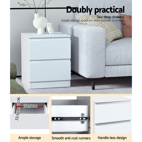 _label_, DSZ Product, feed-cond-new, feed-sl-free shipping, free-shipping, newArtiss Bedside Table 2 Drawers - Pepe White - Premium Furniture > Bedroom > Bedside Tables from Artiss ! Shop Online Buy Now at S & D's Value Store Family Business Best Customer Service_label_, DSZ Product, feed-cond-new, feed-sl-free shipping, free-shipping, new