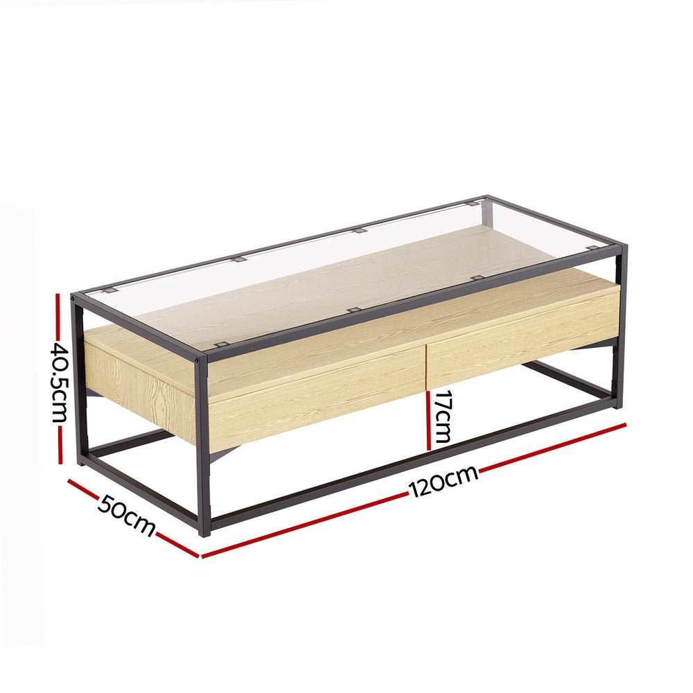 DSZ Product, feed-cond-new, feed-sl-DSZ Freight Payable, newArtiss Coffee Table 2 Drawers Glass Tabletop Pine - Premium Furniture > Living Room > Coffee Tables from Artiss ! Shop Online Buy Now at S & D's Value Store Family Business Best Customer ServiceDSZ Product, feed-cond-new, feed-sl-DSZ Freight Payable, new