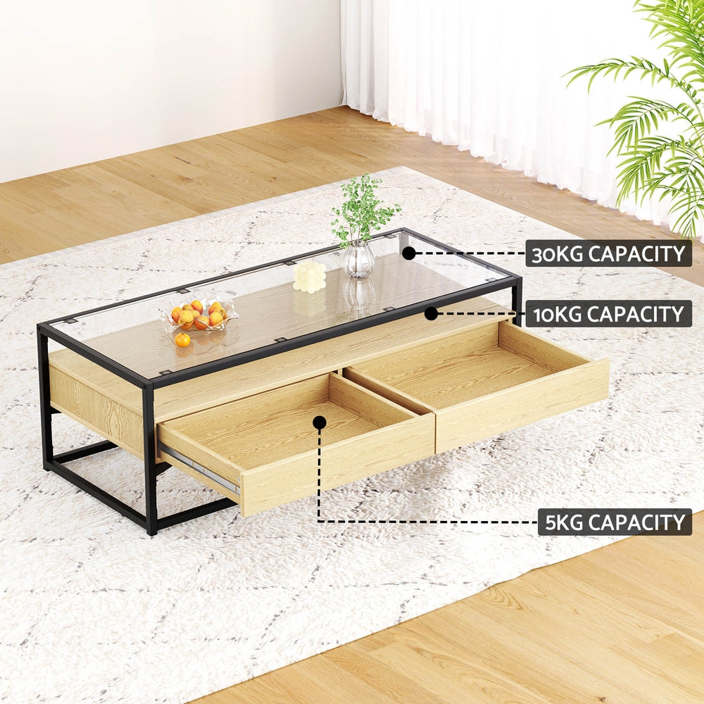 DSZ Product, feed-cond-new, feed-sl-DSZ Freight Payable, newArtiss Coffee Table 2 Drawers Glass Tabletop Pine - Premium Furniture > Living Room > Coffee Tables from Artiss ! Shop Online Buy Now at S & D's Value Store Family Business Best Customer ServiceDSZ Product, feed-cond-new, feed-sl-DSZ Freight Payable, new