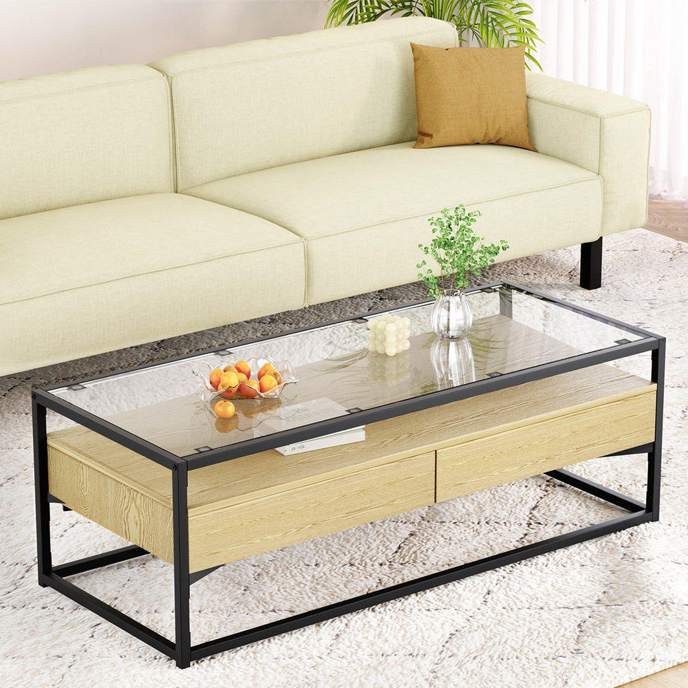 DSZ Product, feed-cond-new, feed-sl-DSZ Freight Payable, newArtiss Coffee Table 2 Drawers Glass Tabletop Pine - Premium Furniture > Living Room > Coffee Tables from Artiss ! Shop Online Buy Now at S & D's Value Store Family Business Best Customer ServiceDSZ Product, feed-cond-new, feed-sl-DSZ Freight Payable, new