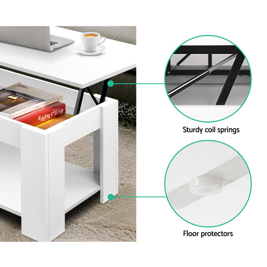 DSZ Product, feed-cond-new, feed-sl-DSZ Freight Payable, newArtiss Coffee Table Lift - Top Coffee Table White - Premium Furniture > Living Room > Coffee Tables from Artiss ! Shop Online Buy Now at S & D's Value Store Family Business Best Customer ServiceDSZ Product, feed-cond-new, feed-sl-DSZ Freight Payable, new