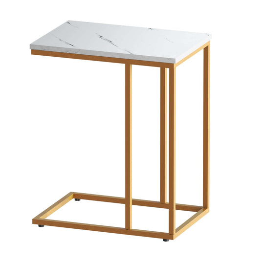 Modern Artiss coffee table side table with marble effect tabletop and solid metal frame in gold.