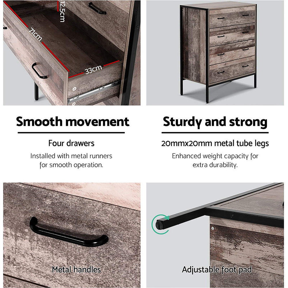 DSZ Product, feed-cond-new, feed-sl-DSZ Freight Payable, newArtiss 4 Chest Of Drawers - Barnly - Premium Furniture > Bedroom > Dressers from Artiss ! Shop Online Buy Now at S & D's Value Store Family Business Best Customer ServiceDSZ Product, feed-cond-new, feed-sl-DSZ Freight Payable, new