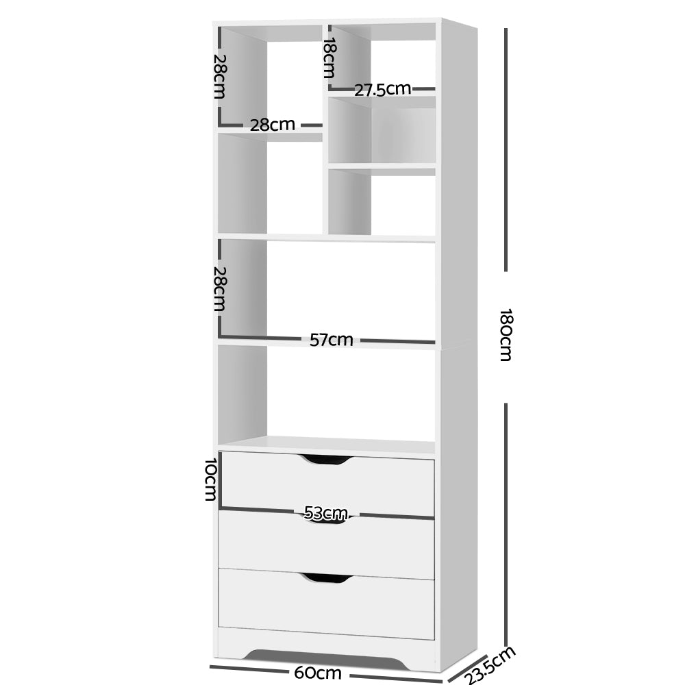 DSZ Product, feed-cond-new, feed-sl-DSZ Freight Payable, newArtiss Bookshelf With Drawers - Nana White - Premium Furniture > Living Room > Bookcases & Shelves from Artiss ! Shop Online Buy Now at S & D's Value Store Family Business Best Customer ServiceDSZ Product, feed-cond-new, feed-sl-DSZ Freight Payable, new