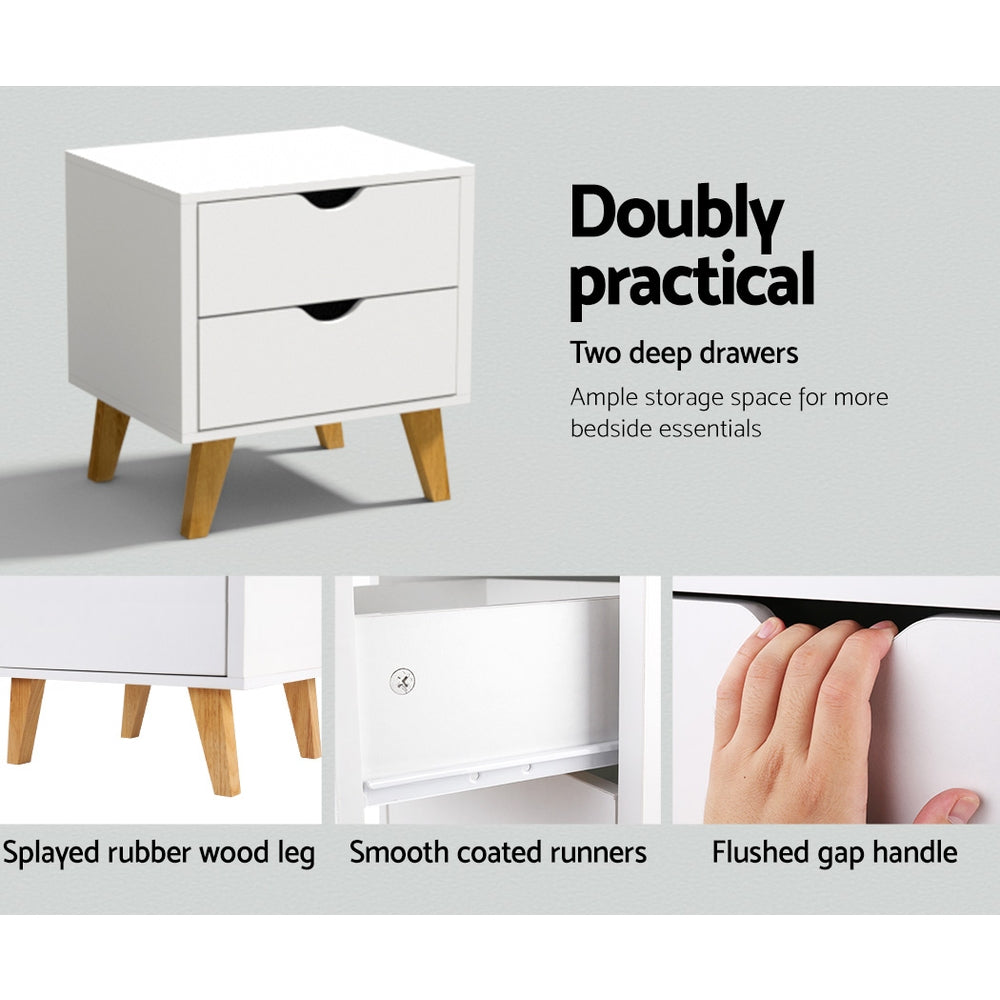 DSZ Product, feed-cond-new, feed-sl-DSZ Freight Payable, newArtiss Bedside Table 2 Drawers - Anders White - Premium Furniture > Bedroom > Bedside Tables from Artiss ! Shop Online Buy Now at S & D's Value Store Family Business Best Customer ServiceDSZ Product, feed-cond-new, feed-sl-DSZ Freight Payable, new