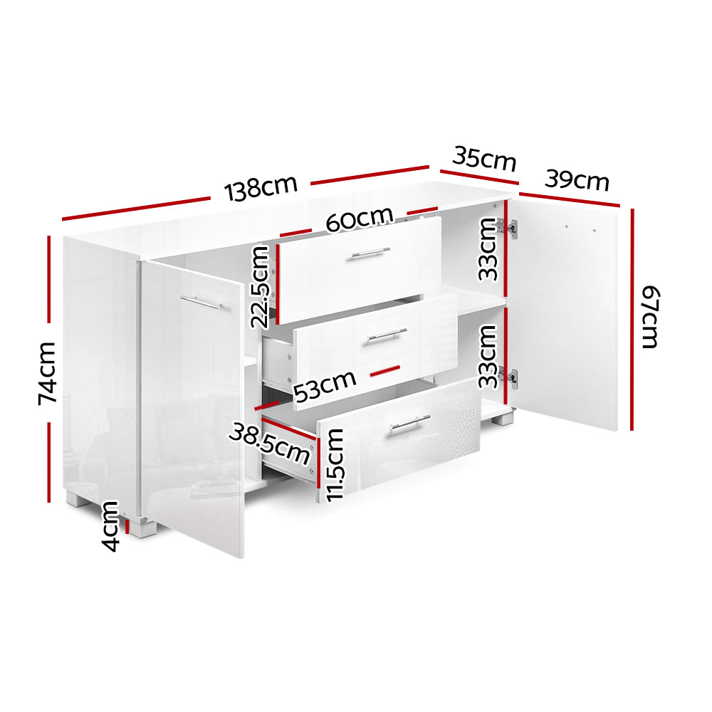 DSZ Product, feed-cond-new, feed-sl-DSZ Freight PayableArtiss Buffet Sideboard High Gloss - White - Premium Furniture > Dining > Buffets & Sideboards from Artiss ! Shop Online Buy Now at S & D's Value Store Family Business Best Customer ServiceDSZ Product, feed-cond-new, feed-sl-DSZ Freight Payable