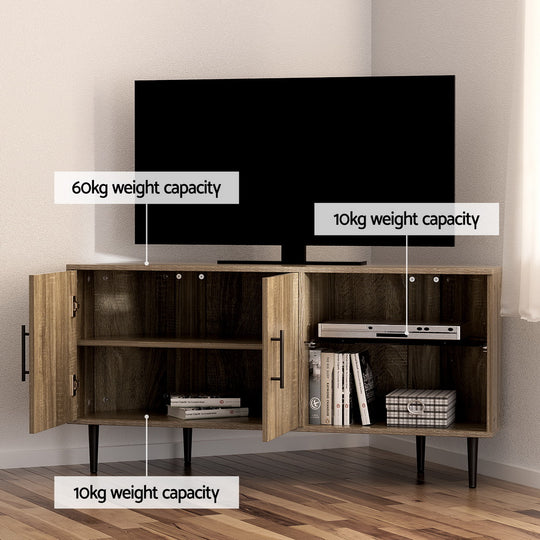 Artiss Corner Entertainment Unit Stand Tv Cabinet Open Storage Shelf 120Cm