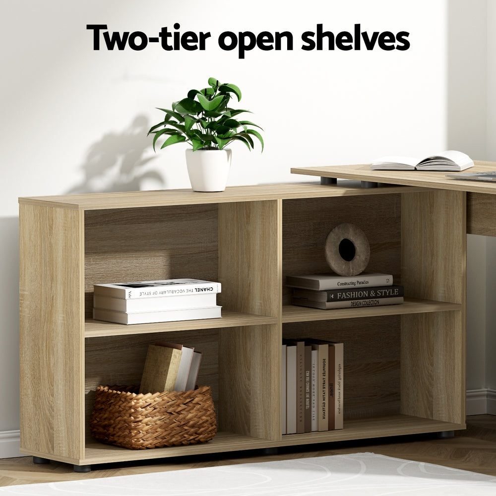 Artiss Computer Desk Bookshelf Oak 130Cm