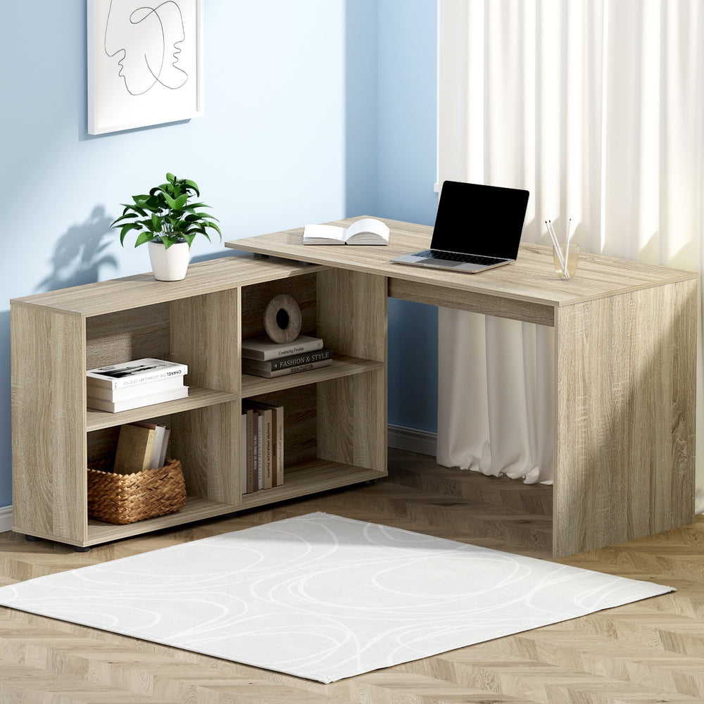 Artiss Computer Desk Bookshelf Oak 130Cm