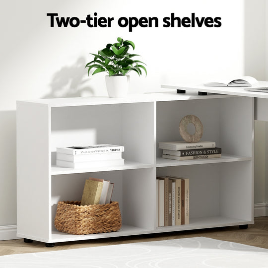 Artiss Computer Desk Bookshelf White 130Cm