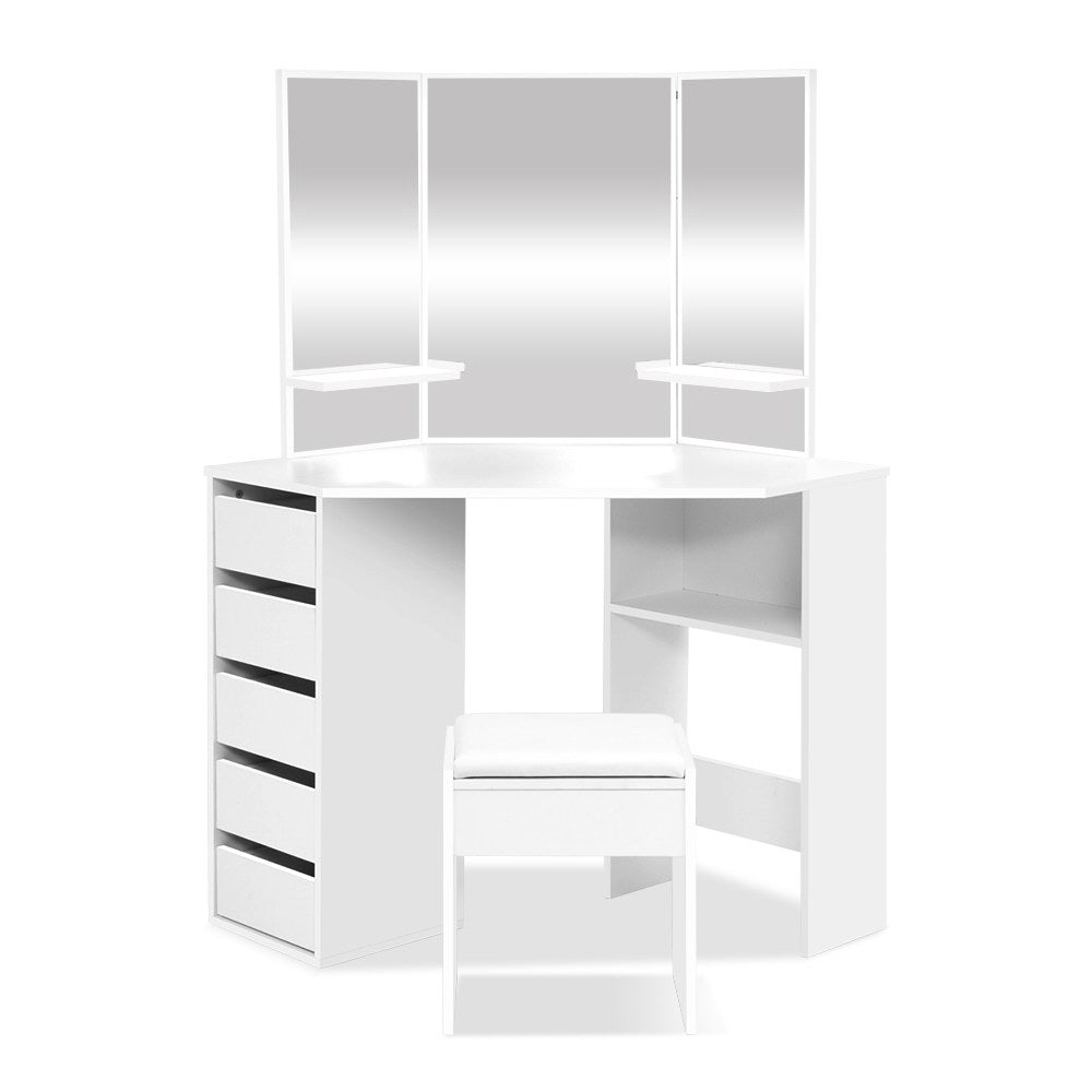 DSZ Product, feed-cond-new, feed-sl-DSZ Freight Payable, newArtiss Dressing Table Stool Set Corner 5 Drawers White - Premium Furniture > Bedroom > Dressing Vanity & Dressing Tables from Artiss ! Shop Online Buy Now at S & D's Value Store Family Business Best Customer ServiceDSZ Product, feed-cond-new, feed-sl-DSZ Freight Payable, new