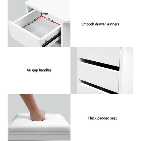 DSZ Product, feed-cond-new, feed-sl-DSZ Freight Payable, newArtiss Dressing Table Stool Set Corner 5 Drawers White - Premium Furniture > Bedroom > Dressing Vanity & Dressing Tables from Artiss ! Shop Online Buy Now at S & D's Value Store Family Business Best Customer ServiceDSZ Product, feed-cond-new, feed-sl-DSZ Freight Payable, new