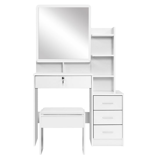 DSZ Product, feed-cond-new, feed-sl-DSZ Freight Payable, newArtiss Dressing Table Stool Set 4 Drawers White - Premium Furniture > Bedroom > Dressing Vanity & Dressing Tables from Artiss ! Shop Online Buy Now at S & D's Value Store Family Business Best Customer ServiceDSZ Product, feed-cond-new, feed-sl-DSZ Freight Payable, new