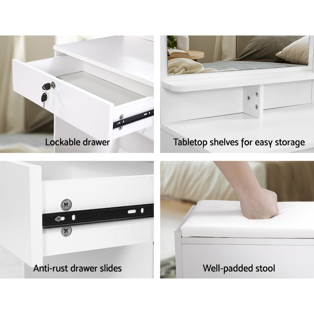 DSZ Product, feed-cond-new, feed-sl-DSZ Freight Payable, newArtiss Dressing Table Stool Set 4 Drawers White - Premium Furniture > Bedroom > Dressing Vanity & Dressing Tables from Artiss ! Shop Online Buy Now at S & D's Value Store Family Business Best Customer ServiceDSZ Product, feed-cond-new, feed-sl-DSZ Freight Payable, new