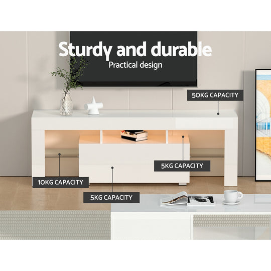 DSZ Product, feed-cond-new, feed-sl-DSZ Freight Payable, newArtiss Entertainment Unit Tv Cabinet Led 130Cm White Elo - Premium Furniture > Living Room > TV Units from Artiss ! Shop Online Buy Now at S & D's Value Store Family Business Best Customer ServiceDSZ Product, feed-cond-new, feed-sl-DSZ Freight Payable, new