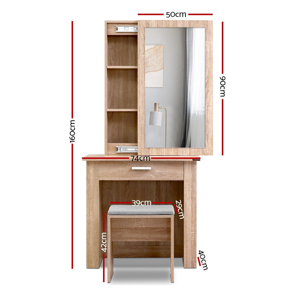 DSZ Product, feed-cond-new, feed-sl-DSZ Freight Payable, newArtiss Dressing Table Stool Set Sliding Mirror Oak Demi - Premium Furniture > Bedroom > Dressing Vanity & Dressing Tables from Artiss ! Shop Online Buy Now at S & D's Value Store Family Business Best Customer ServiceDSZ Product, feed-cond-new, feed-sl-DSZ Freight Payable, new