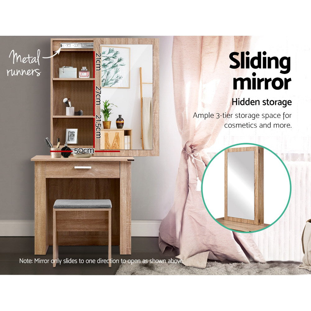 DSZ Product, feed-cond-new, feed-sl-DSZ Freight Payable, newArtiss Dressing Table Stool Set Sliding Mirror Oak Demi - Premium Furniture > Bedroom > Dressing Vanity & Dressing Tables from Artiss ! Shop Online Buy Now at S & D's Value Store Family Business Best Customer ServiceDSZ Product, feed-cond-new, feed-sl-DSZ Freight Payable, new