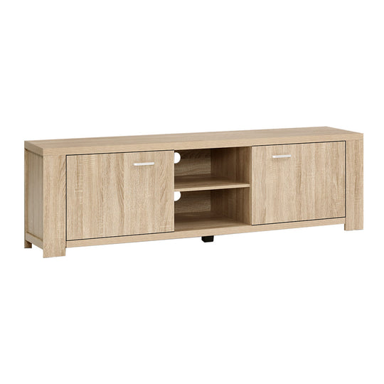 Artiss 160cm pine entertainment unit with two doors and open shelves, combining affordable quality and modern design.