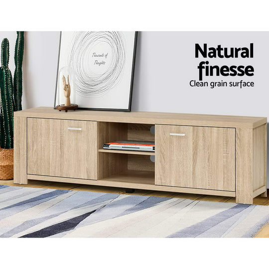 Artiss TV Cabinet Entertainment Unit showcasing natural wood grain design with storage for home media.