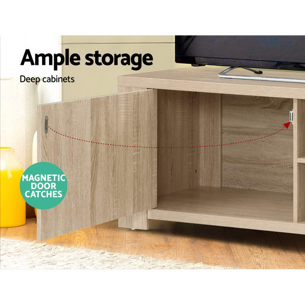 Artiss TV Cabinet showcasing ample storage with deep cabinets and magnetic door catches for easy access.