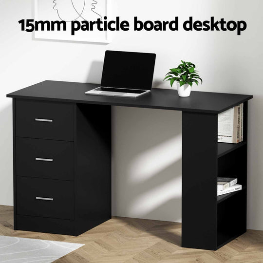 Artiss Computer Desk Drawer Shelf Cabinet Black 120Cm