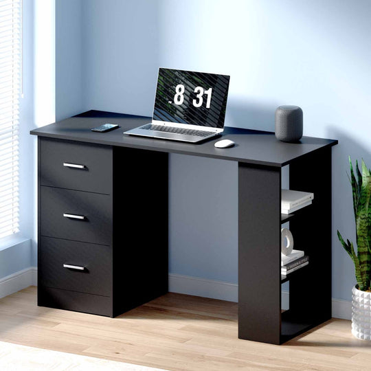 Artiss Computer Desk Drawer Shelf Cabinet Black 120Cm