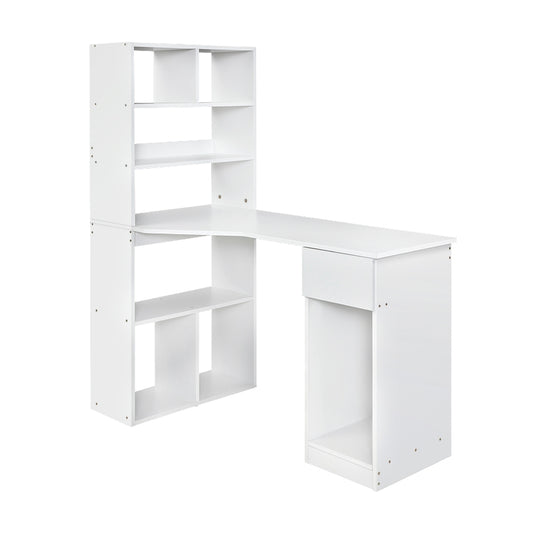 Artiss Computer Desk Bookshelf Drawer Cabinet White 120Cm