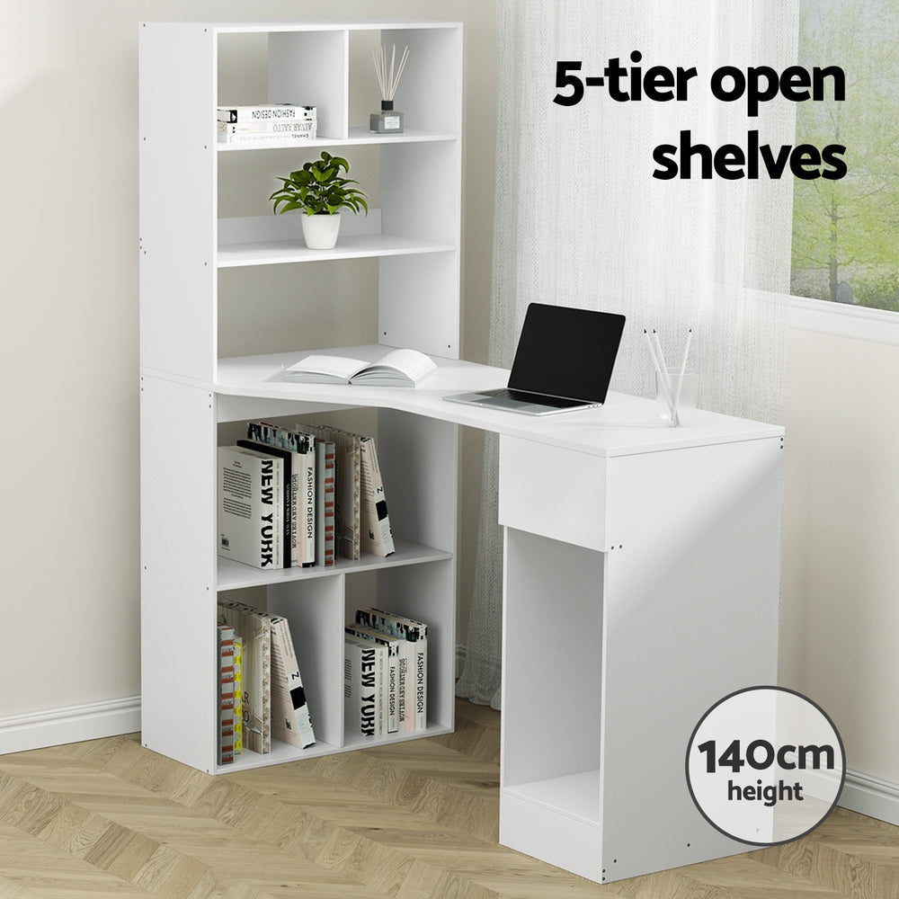 Artiss Computer Desk Bookshelf Drawer Cabinet White 120Cm